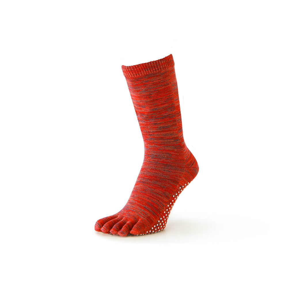 Regnsncox | Five-Toe Cotton Crew Socks with Textured Sole and Smooth Yarn Blend