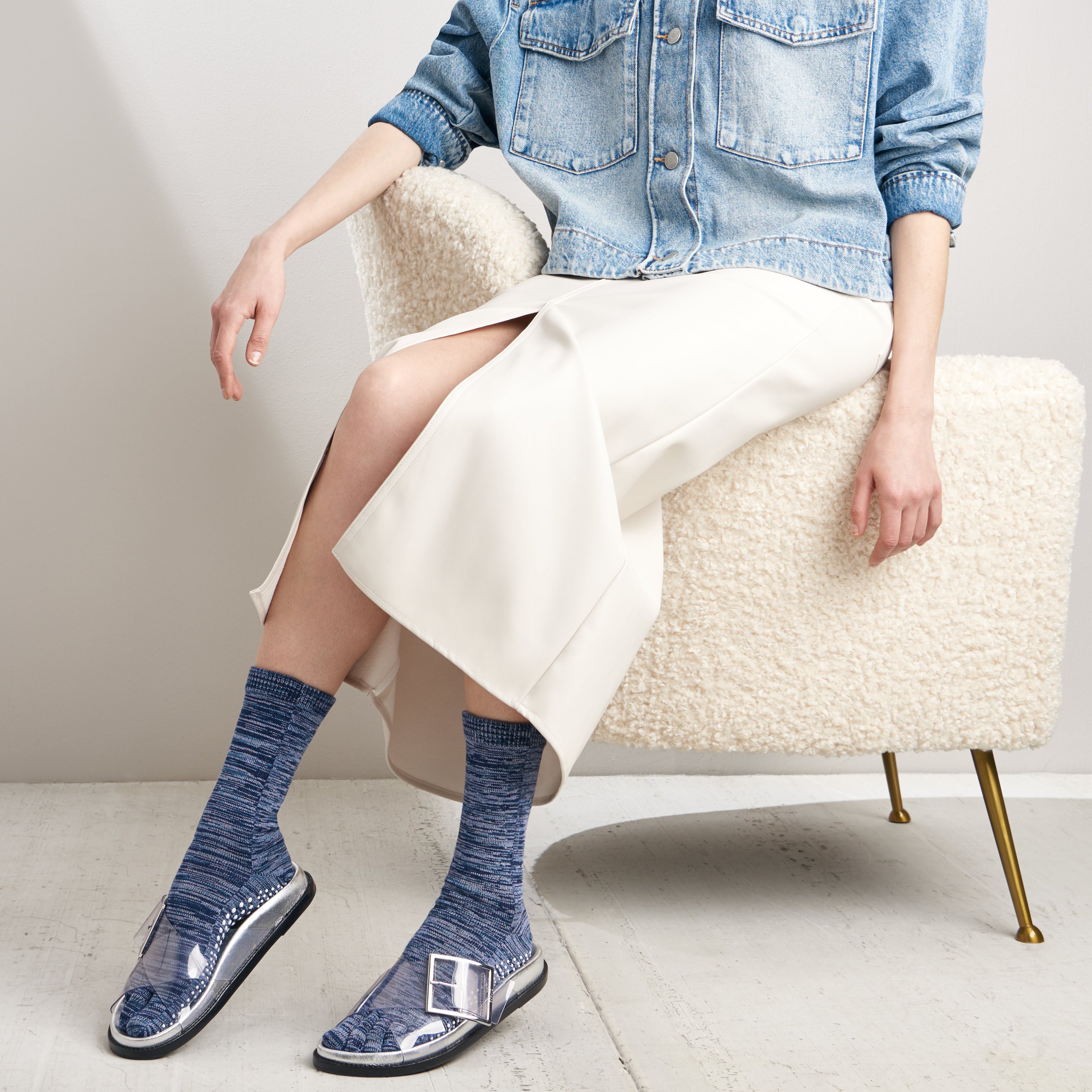 Regnsncox | Five-Toe Cotton Crew Socks with Textured Sole and Smooth Yarn Blend