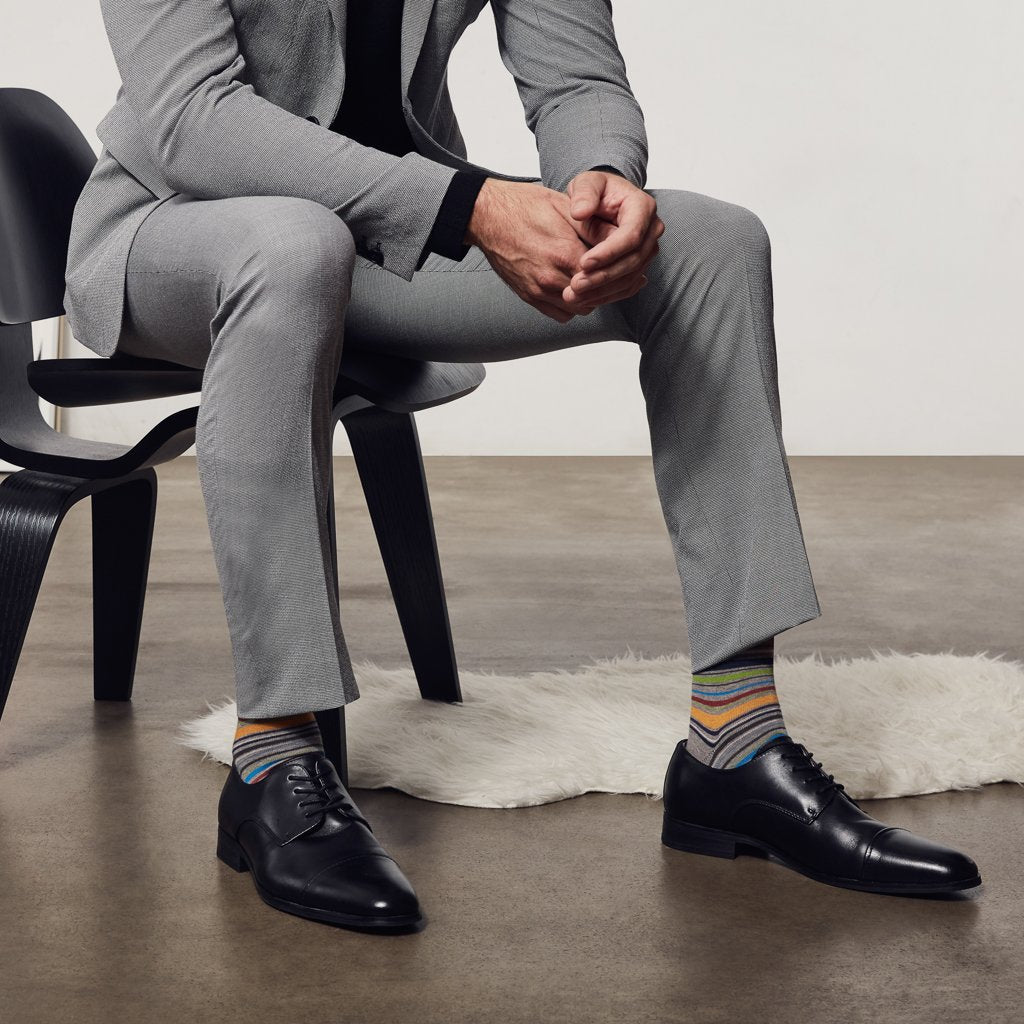 Regnsncox | Striped Cotton Crew Socks with Smooth Stretch Knit