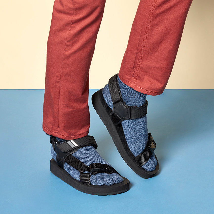 Regnsncox | Loose Cuff Five-Toe Cotton Crew Socks with Gentle Fit