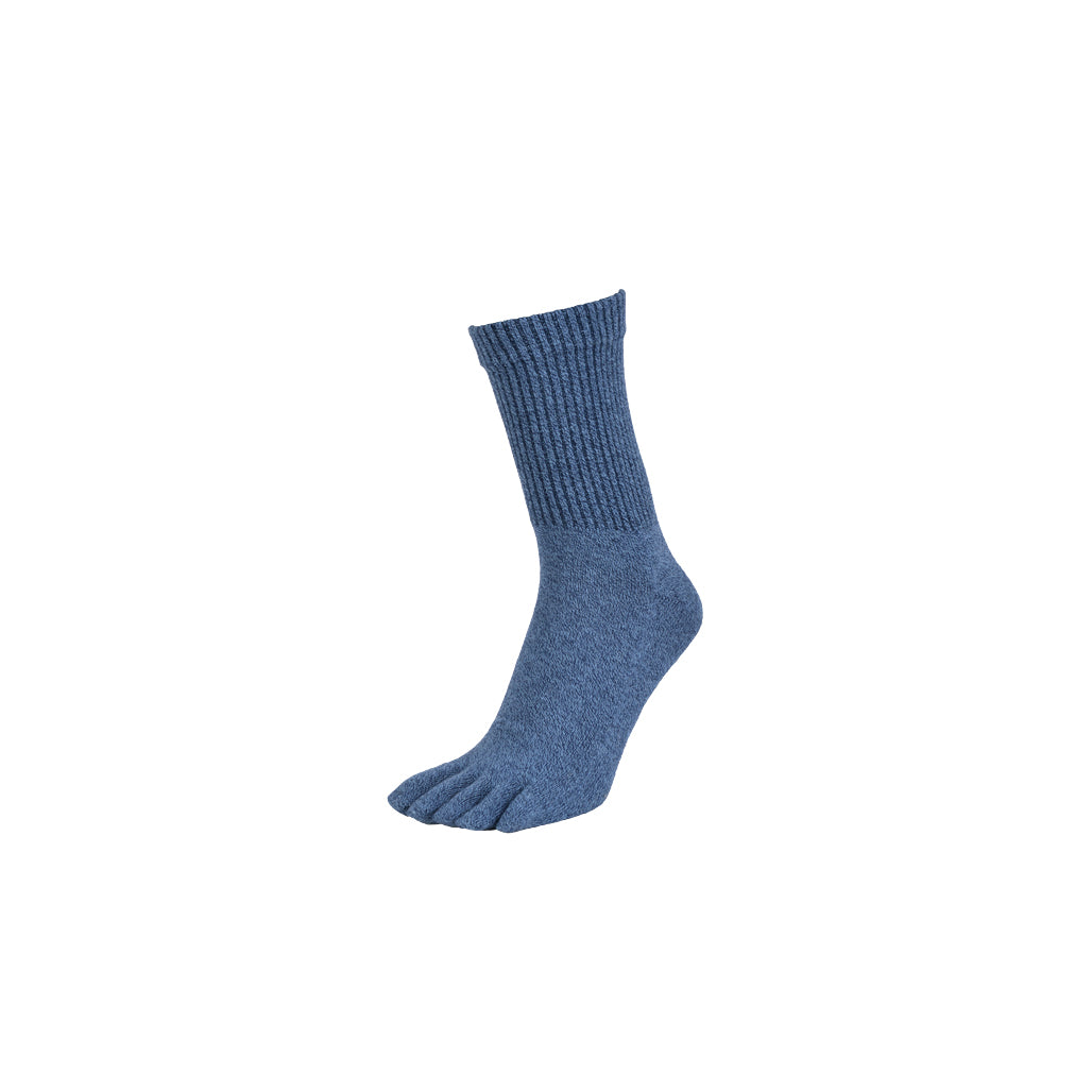 Regnsncox | Loose Cuff Five-Toe Cotton Crew Socks with Gentle Fit
