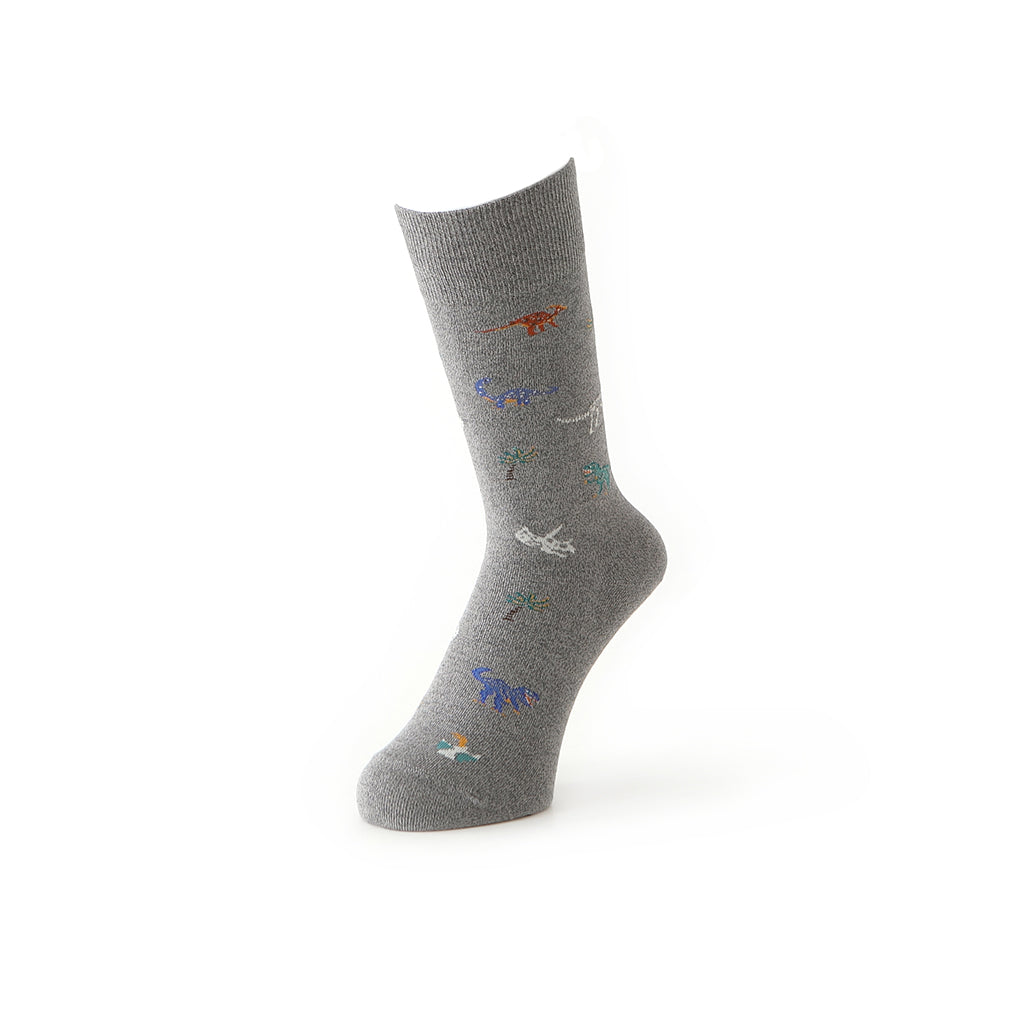 Regnsncox | Cotton Crew Socks with Detailed Dinosaur Pattern and Fine Knit