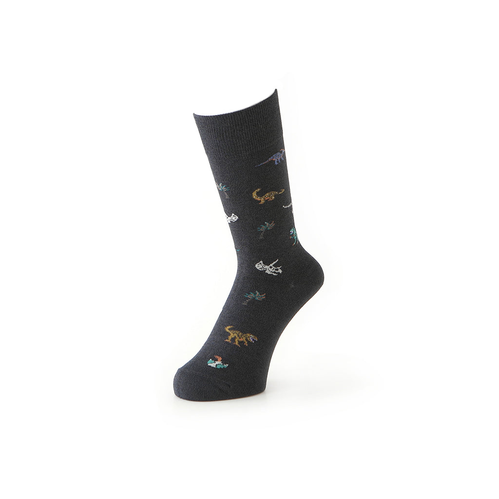 Regnsncox | Cotton Crew Socks with Detailed Dinosaur Pattern and Fine Knit