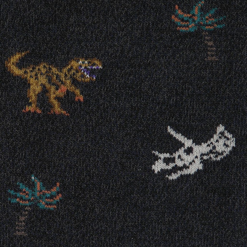 Regnsncox | Cotton Crew Socks with Detailed Dinosaur Pattern and Fine Knit