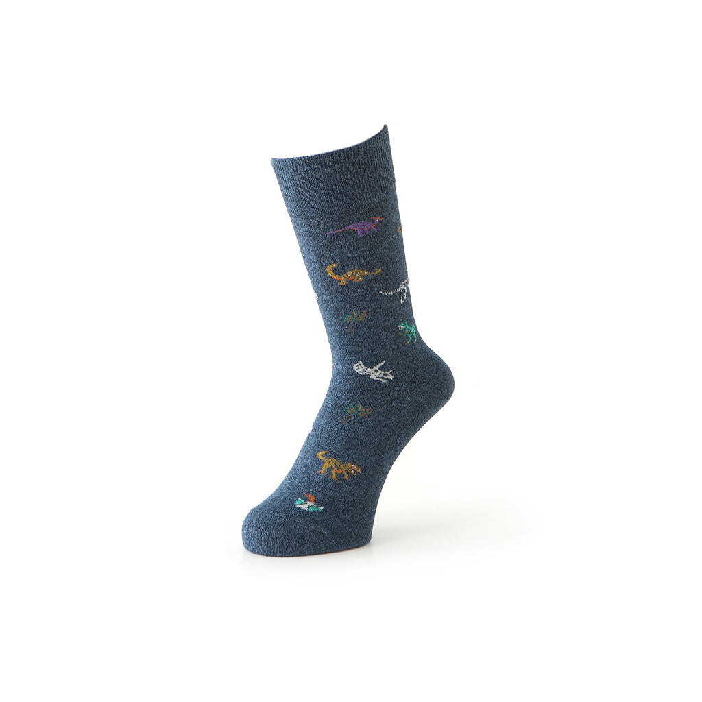 Regnsncox | Cotton Crew Socks with Detailed Dinosaur Pattern and Fine Knit