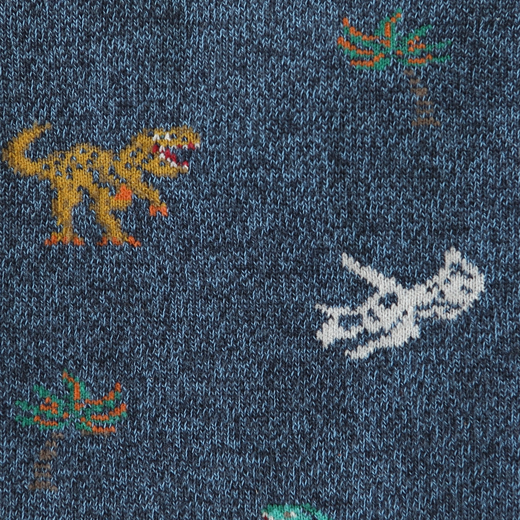 Regnsncox | Cotton Crew Socks with Detailed Dinosaur Pattern and Fine Knit