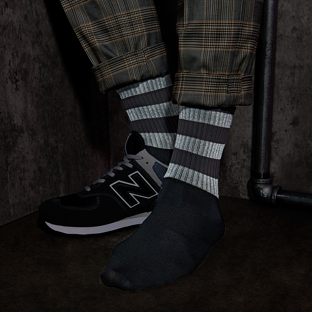 Regnsncox | Reflective Striped Crew Socks with Recycled Polyester for Active Use