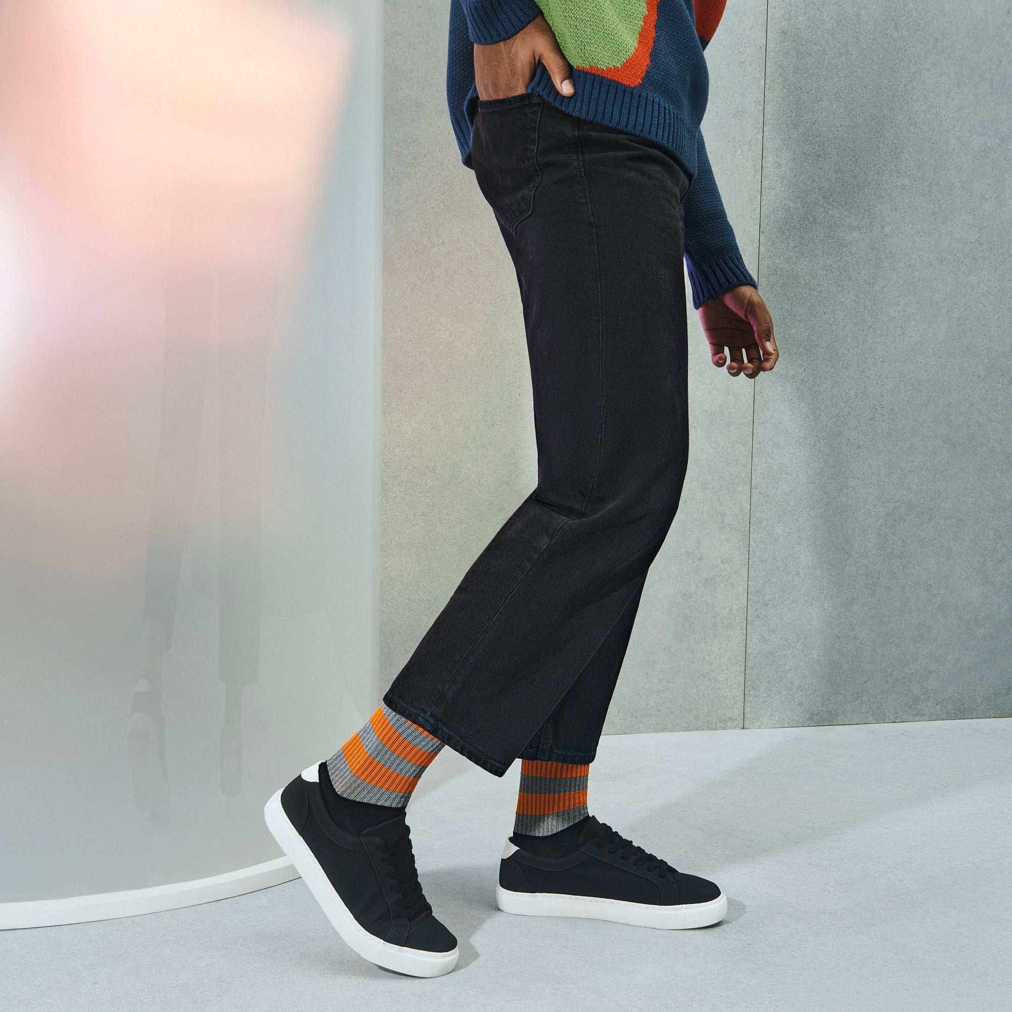 Regnsncox | Reflective Striped Crew Socks with Recycled Polyester for Active Use