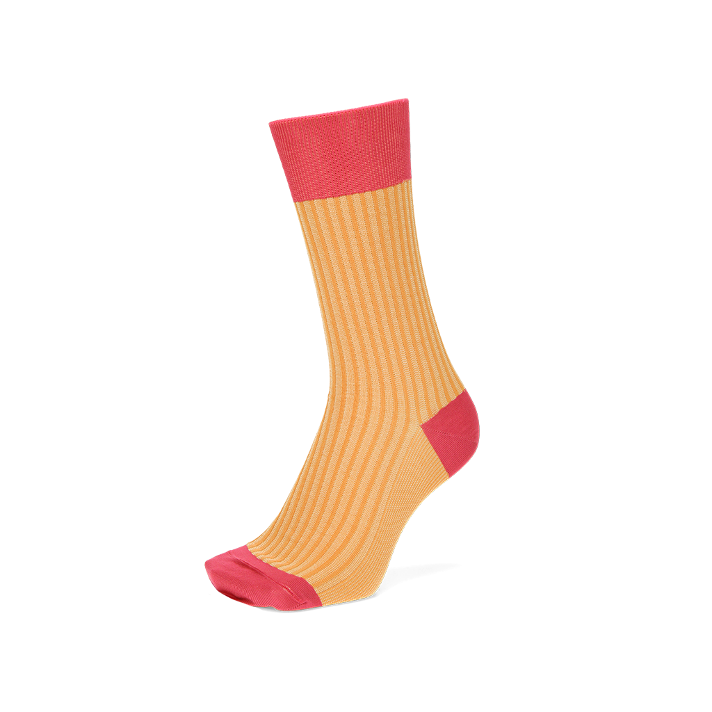 Regnsncox | Silky Cotton Striped Crew Socks with Jacquard Knit Texture