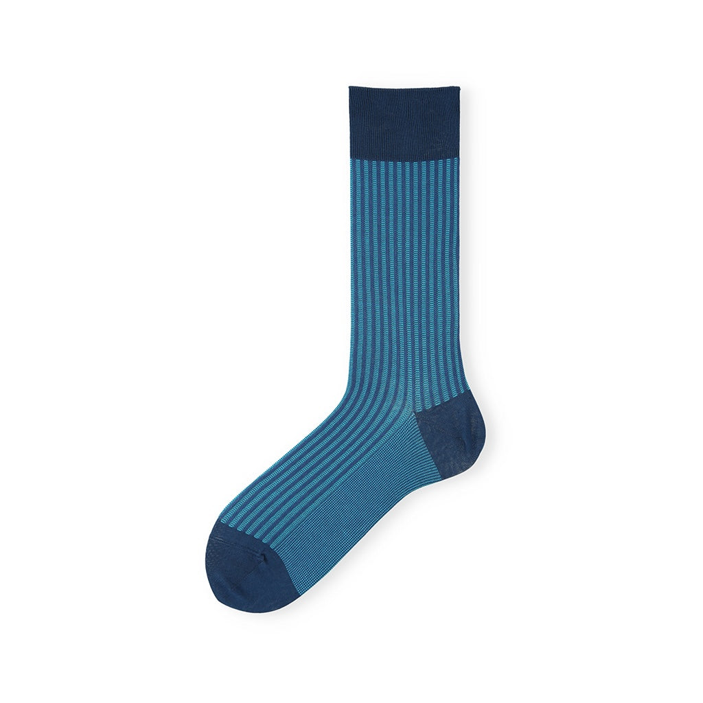 Regnsncox | Silky Cotton Striped Crew Socks with Jacquard Knit Texture