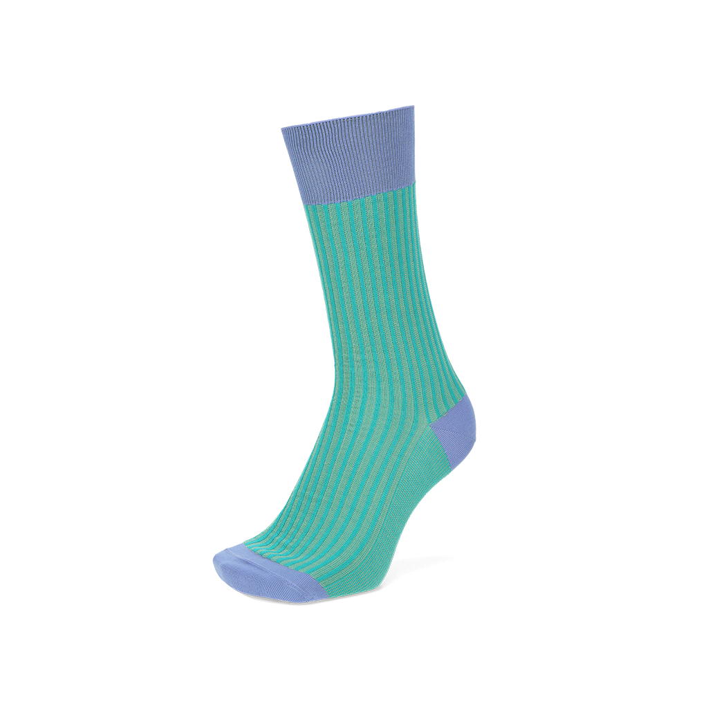 Regnsncox | Silky Cotton Striped Crew Socks with Jacquard Knit Texture