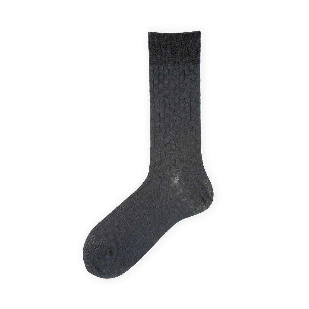 Regnsncox | Ichimatsu Links-Knit Cotton Crew Socks with Refined Checkerboard Pattern