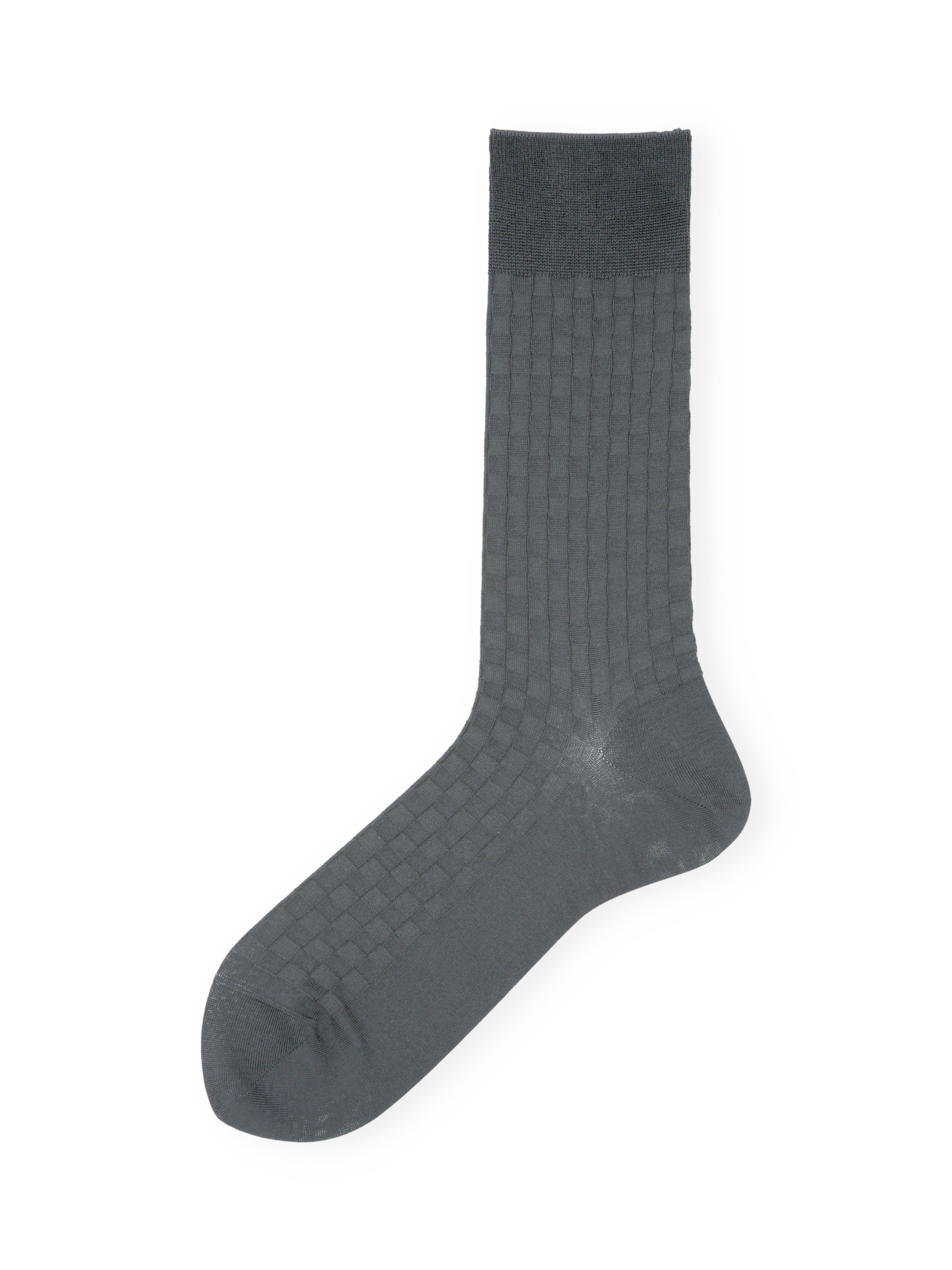 Regnsncox | Ichimatsu Links-Knit Cotton Crew Socks with Refined Checkerboard Pattern