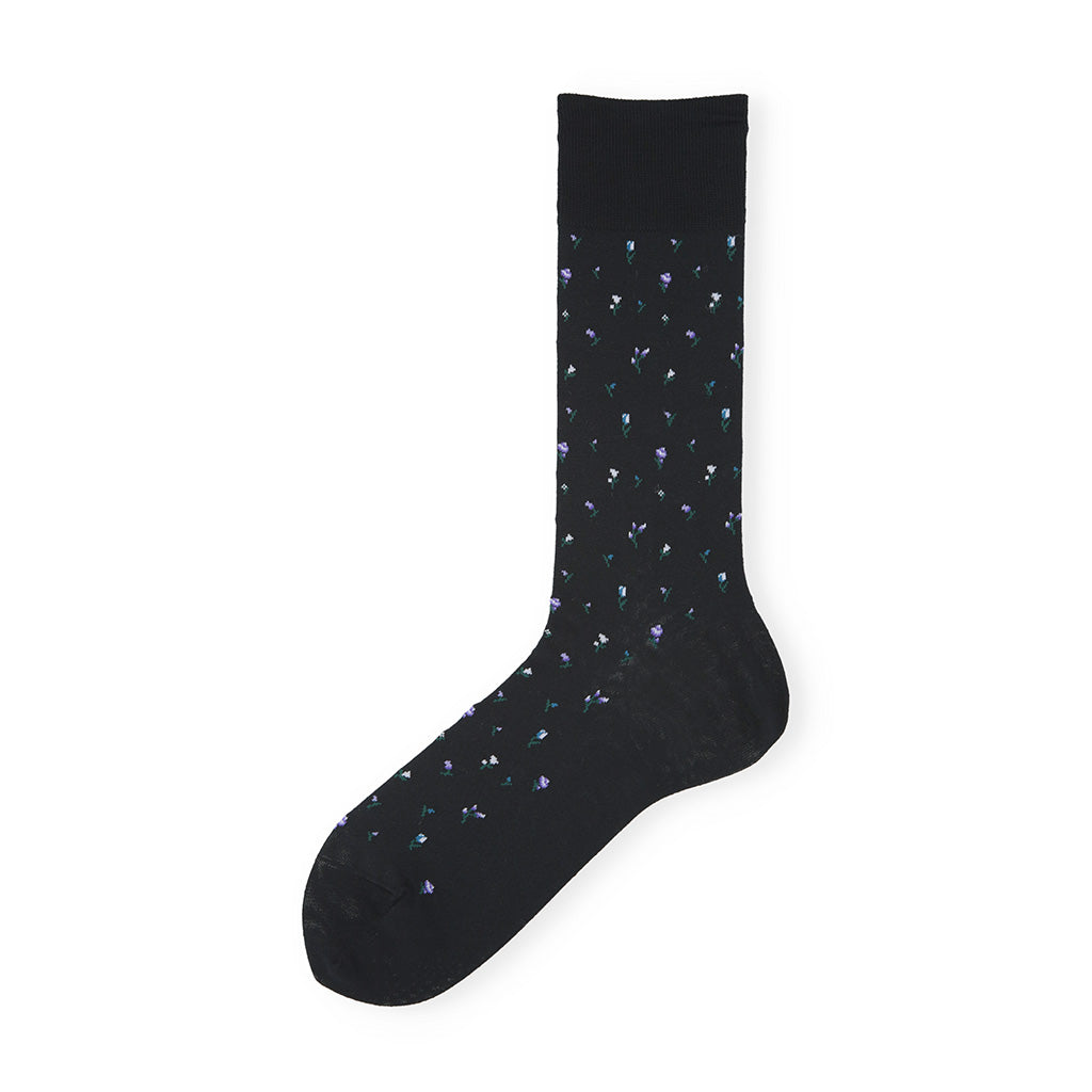 Regnsncox | Micro Floral Supima Cotton Crew Socks – Premium Cotton, Subtle Floral Design