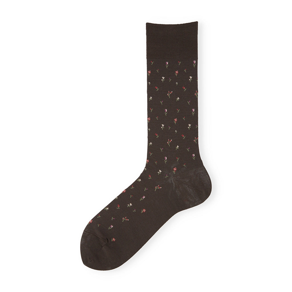 Regnsncox | Micro Floral Supima Cotton Crew Socks – Premium Cotton, Subtle Floral Design