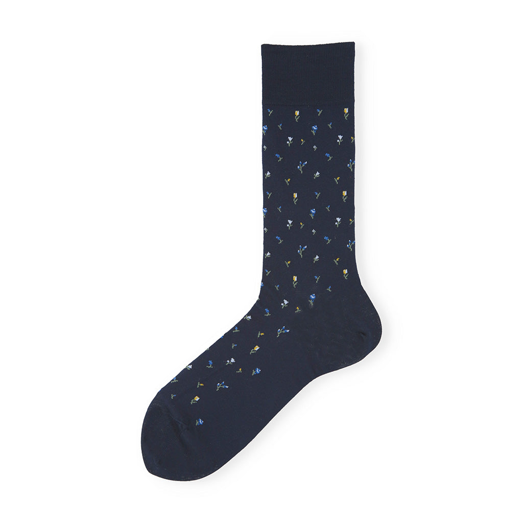 Regnsncox | Micro Floral Supima Cotton Crew Socks – Premium Cotton, Subtle Floral Design