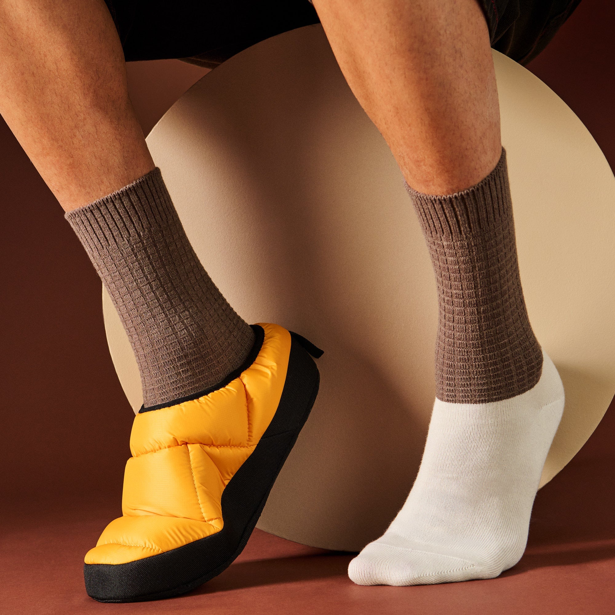 Regnsncox | Merino Waffle Ankle x Cotton Foot Crew Socks – Warm Merino Wool, Cool Cotton