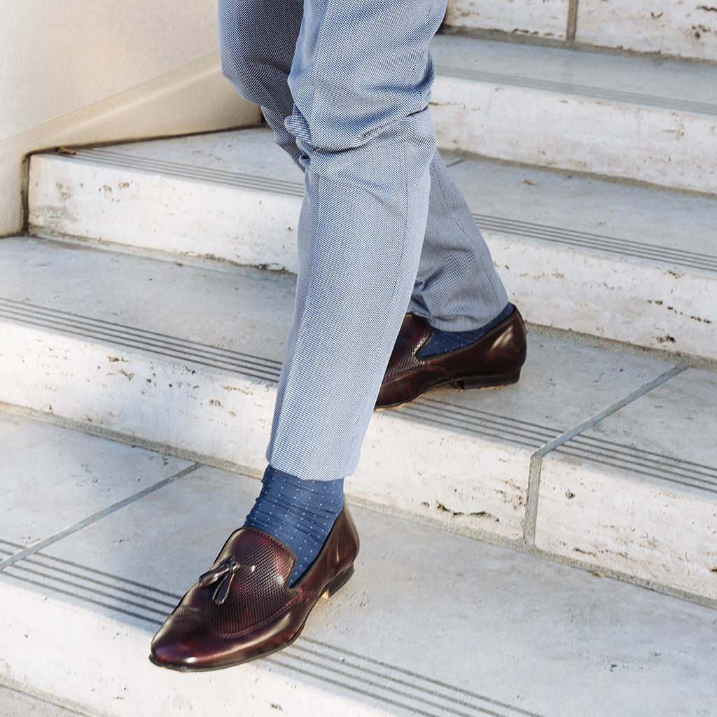 Regnsncox | Fine Dot Cotton Knee-High Socks with Lightweight Knit and Seamless Toe