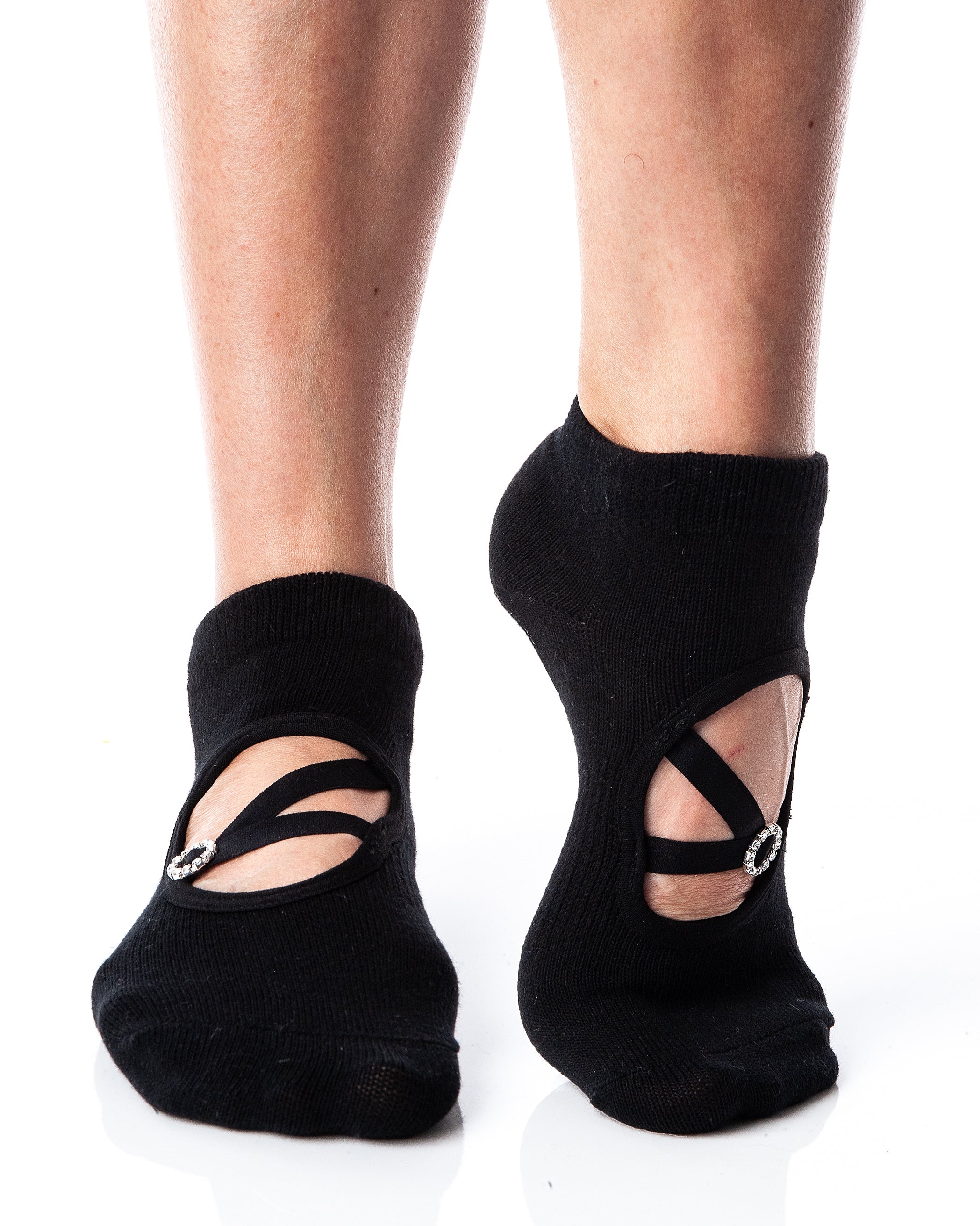 Regnsncox | Women’s Grip Socks with Elastic V Strap and Rhinestone Buckle
