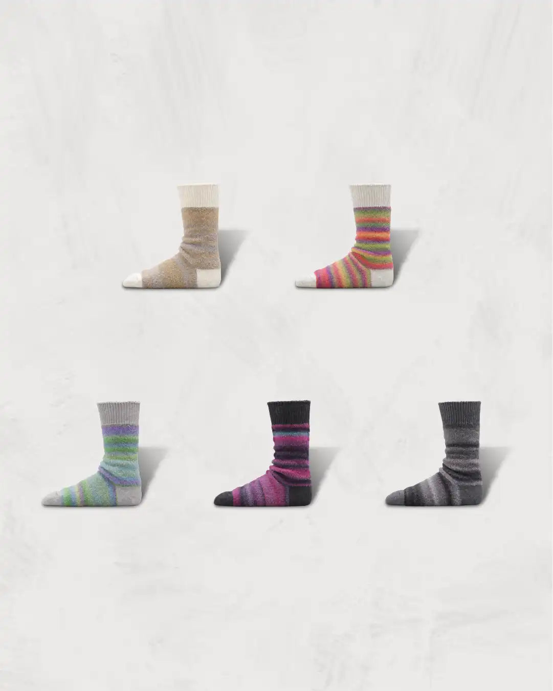 Regnsncox | Alpaca Bouclé Socks with Ombre-Dyed Yarn and Voluminous Texture