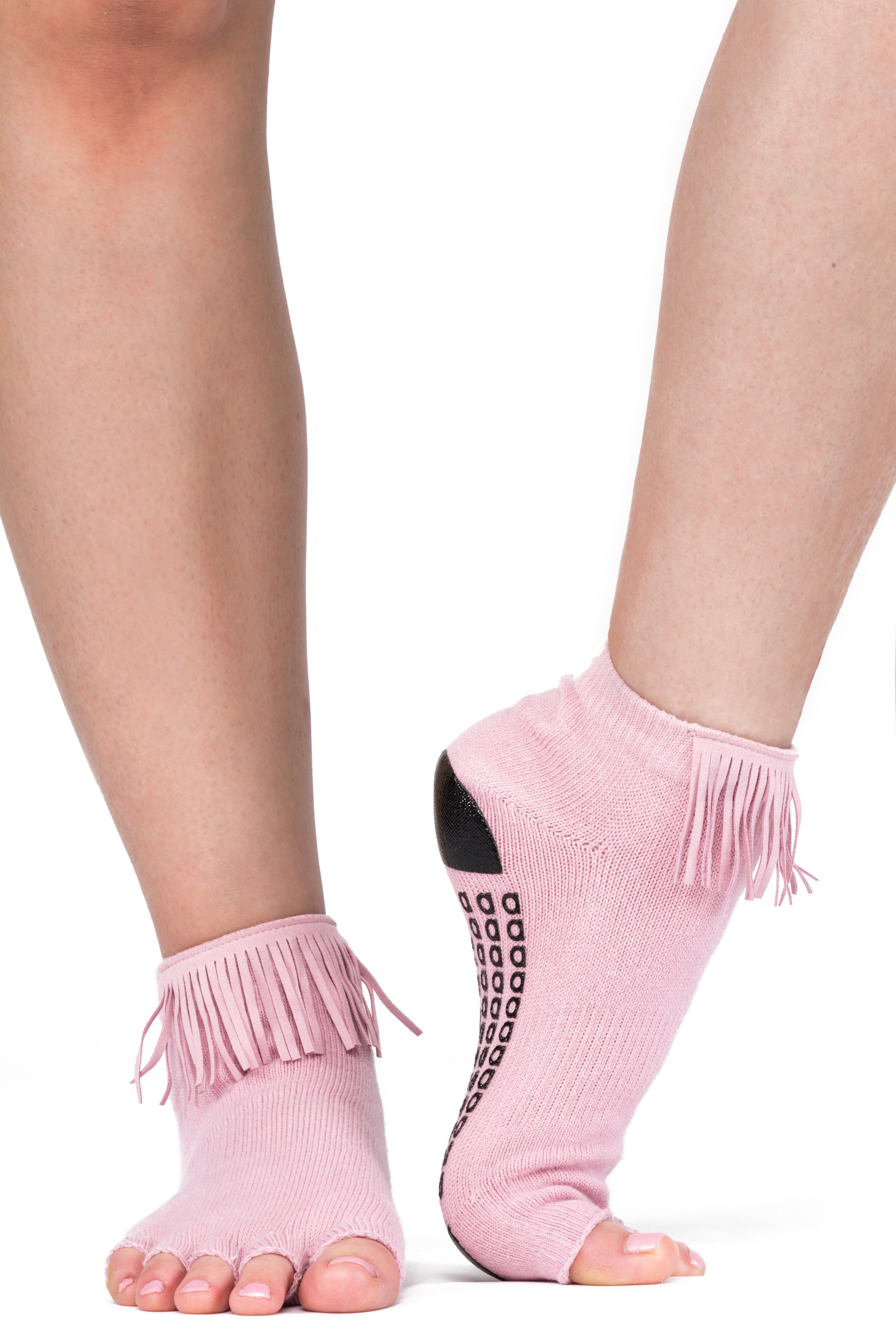 Regnsncox | Women’s Open Toe Grip Socks with Fringe Ankle Detail