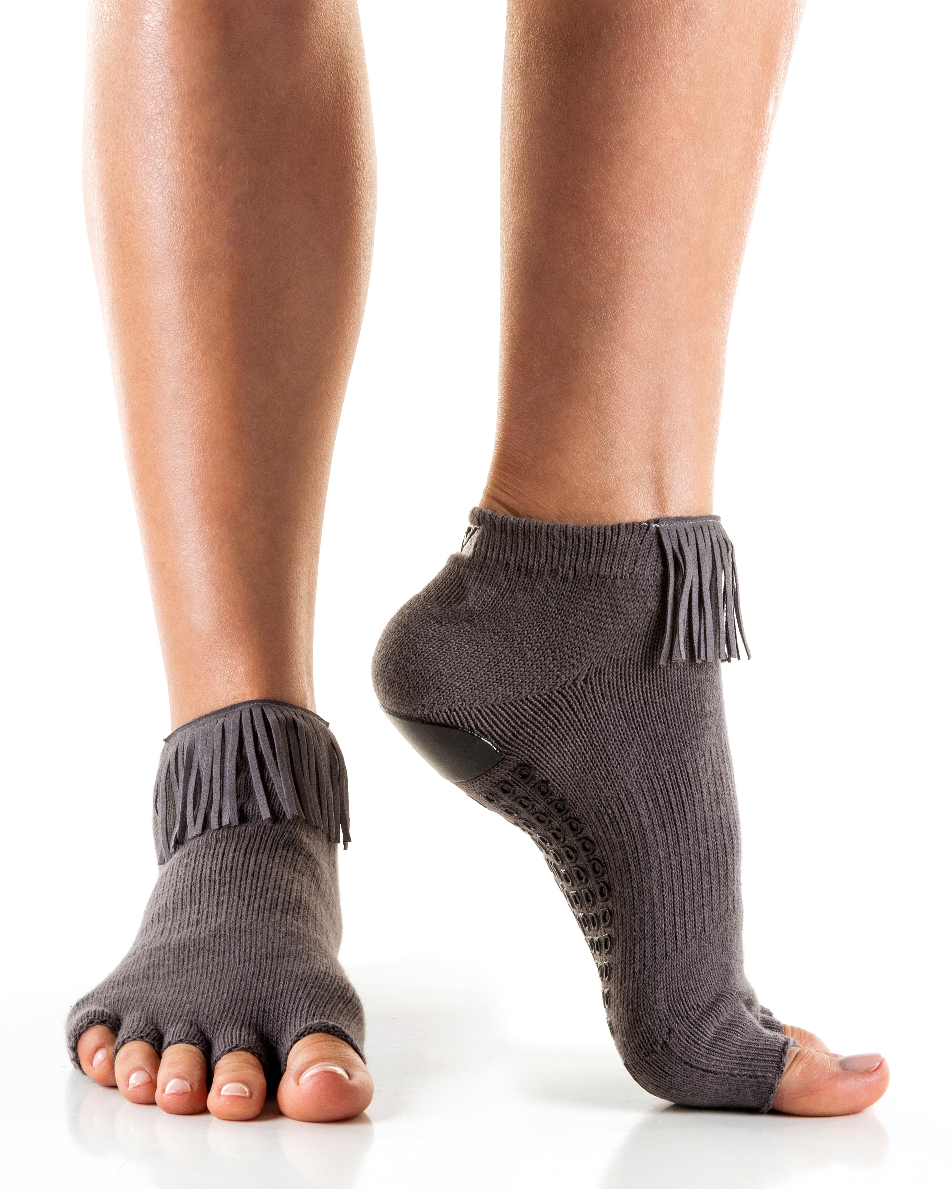 Regnsncox | Women’s Open Toe Grip Socks with Fringe Ankle Detail