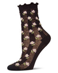 Regnsncox | Women's Cotton-Rich Ruffle-Edge Ankle Socks with Floral Details