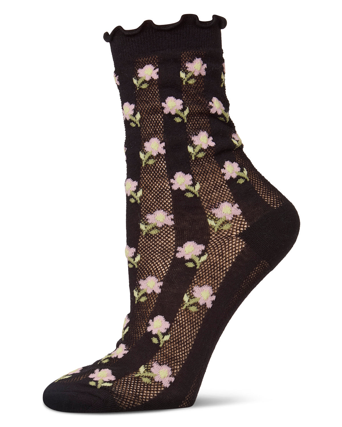 Regnsncox | Women's Cotton-Rich Ruffle-Edge Ankle Socks with Floral Details
