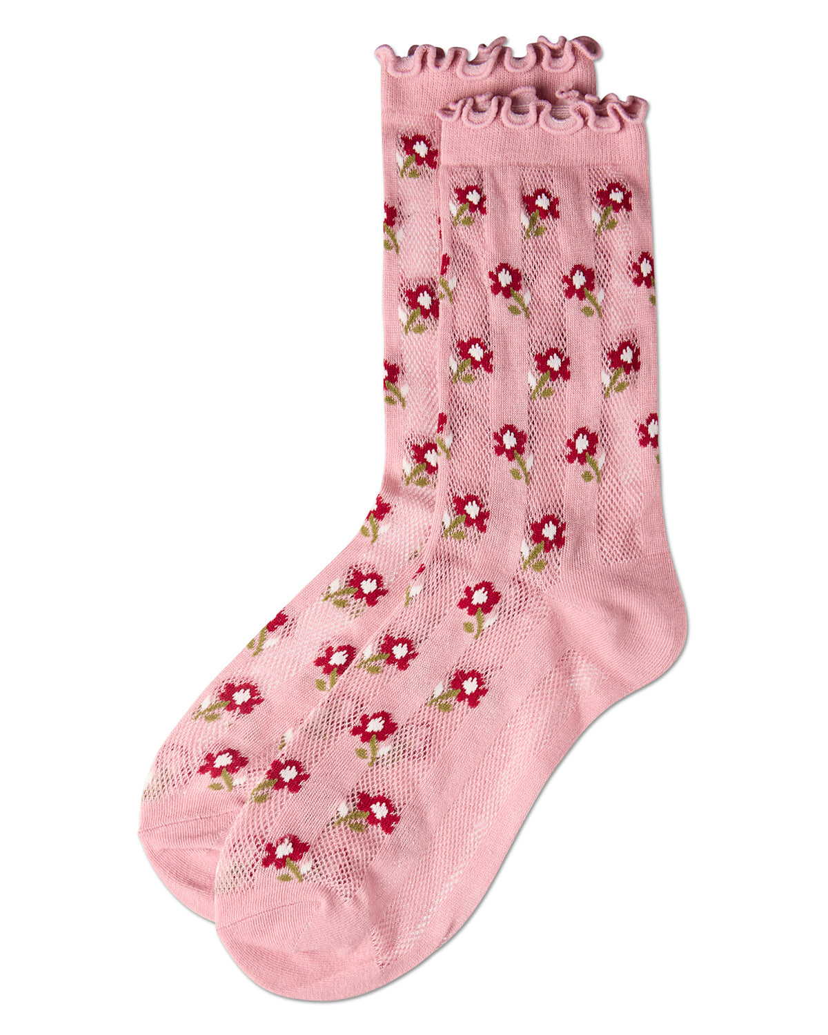 Regnsncox | Women's Cotton-Rich Ruffle-Edge Ankle Socks with Floral Details