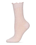 Regnsncox | Women's Heart Ruffle Cuff Pointelle Crew Socks for a Feminine Touch