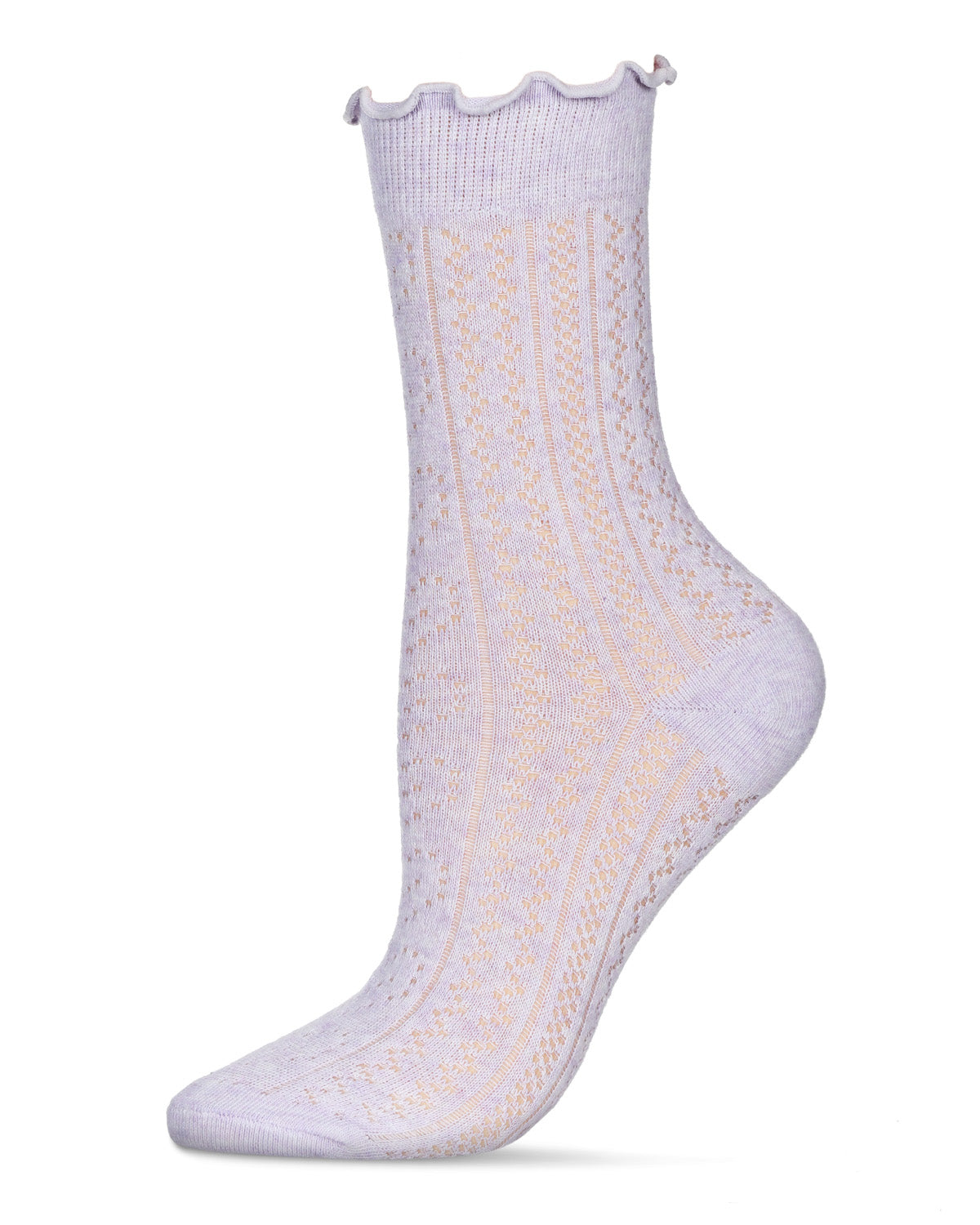 Regnsncox | Women's Heart Ruffle Cuff Pointelle Crew Socks for a Feminine Touch