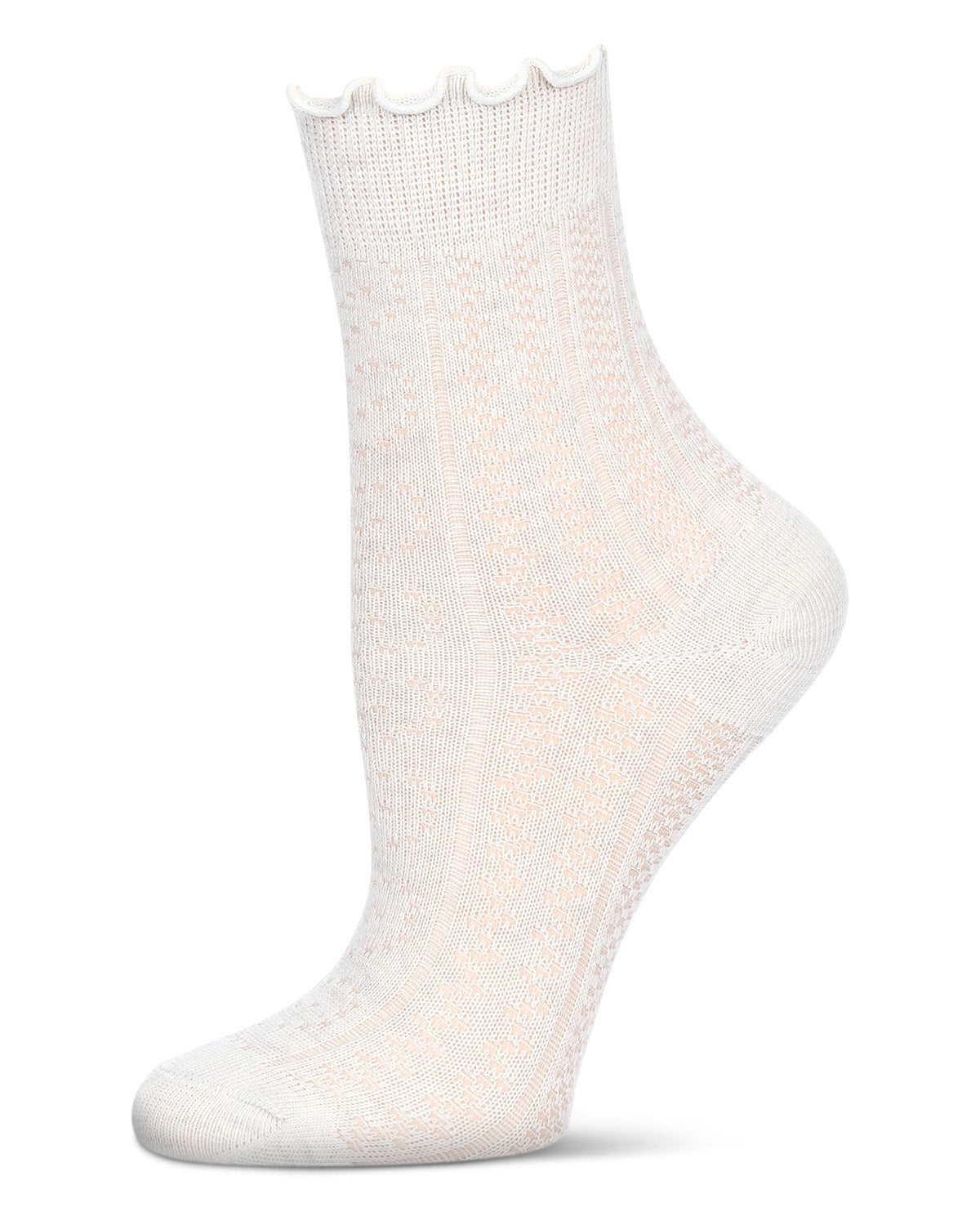 Regnsncox | Women's Heart Ruffle Cuff Pointelle Crew Socks for a Feminine Touch