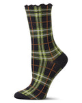 Regnsncox | Women's Classic Plaid Lettuce Edge Crew Socks
