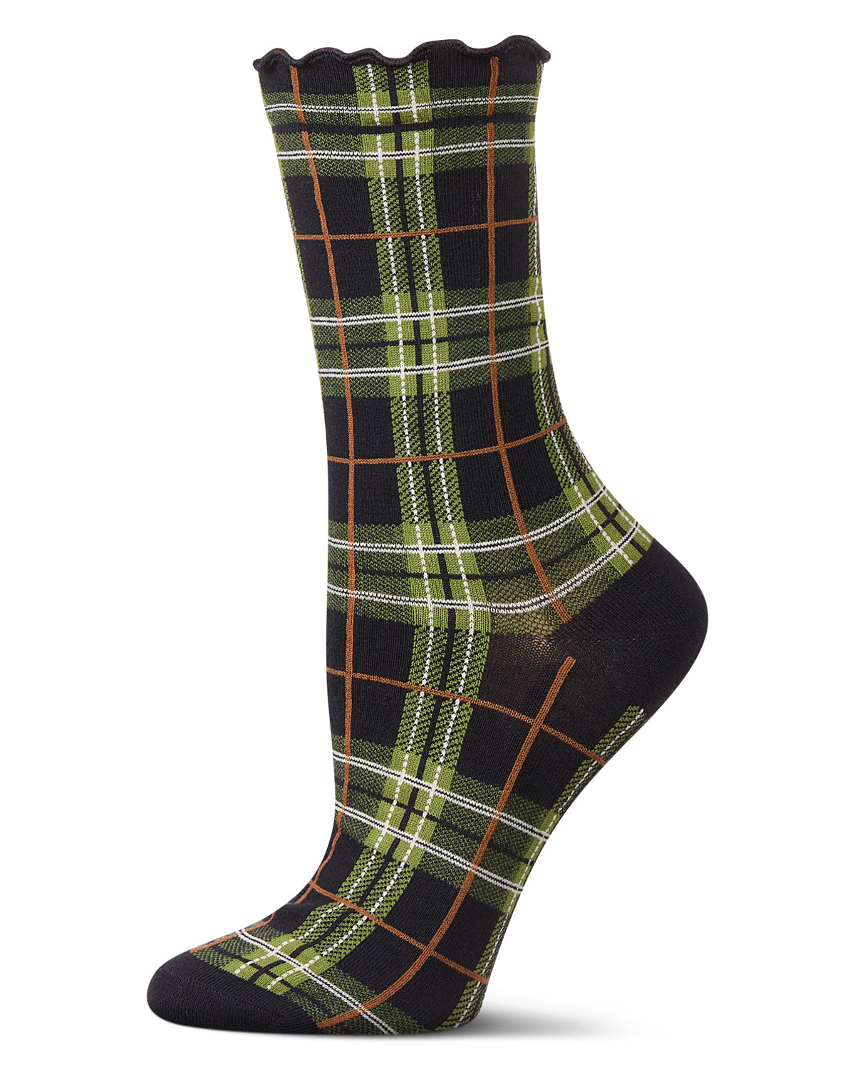 Regnsncox | Women's Classic Plaid Lettuce Edge Crew Socks