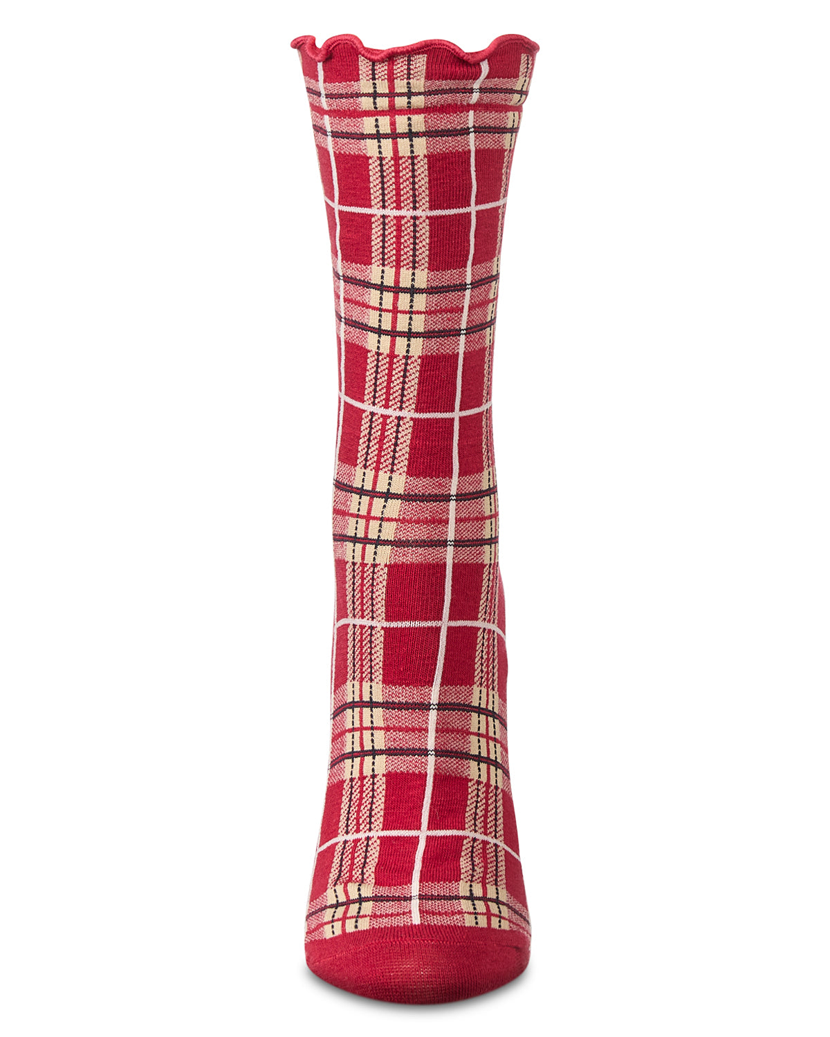 Regnsncox | Women's Classic Plaid Lettuce Edge Crew Socks