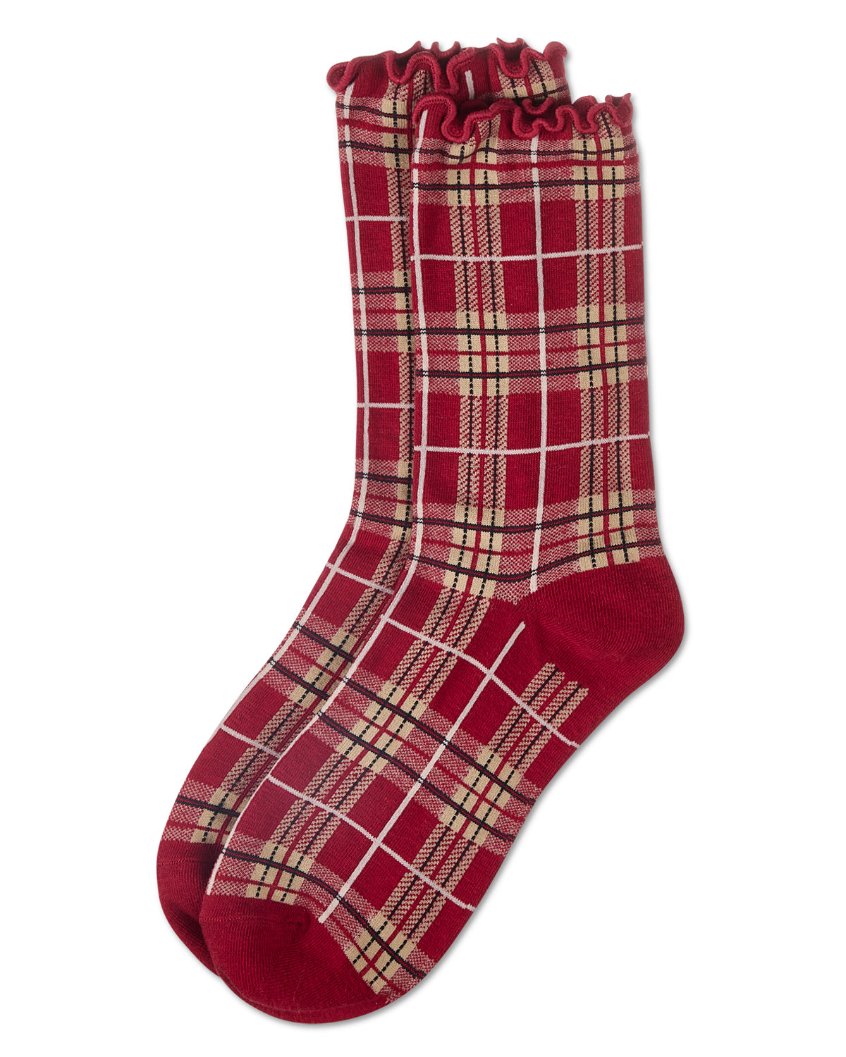 Regnsncox | Women's Classic Plaid Lettuce Edge Crew Socks