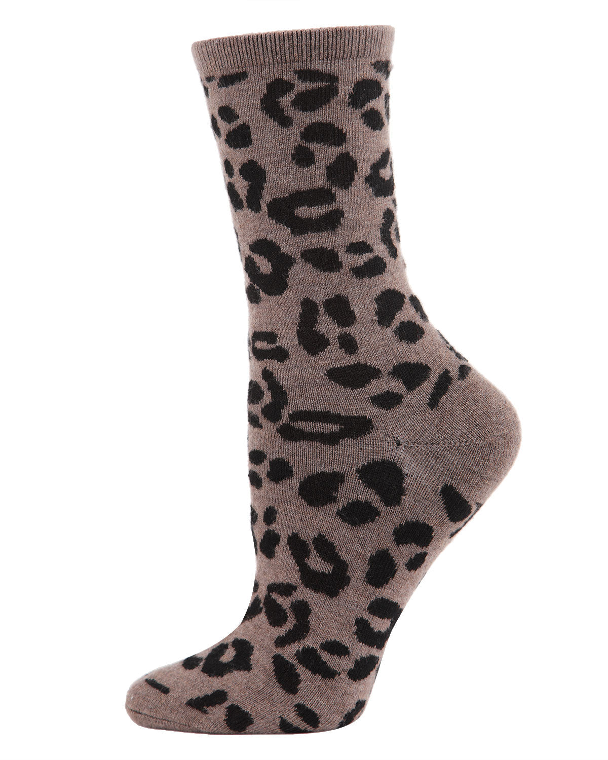 Regnsncox | Leopard Print Cashmere Blend Crew Socks for Everyday Comfort