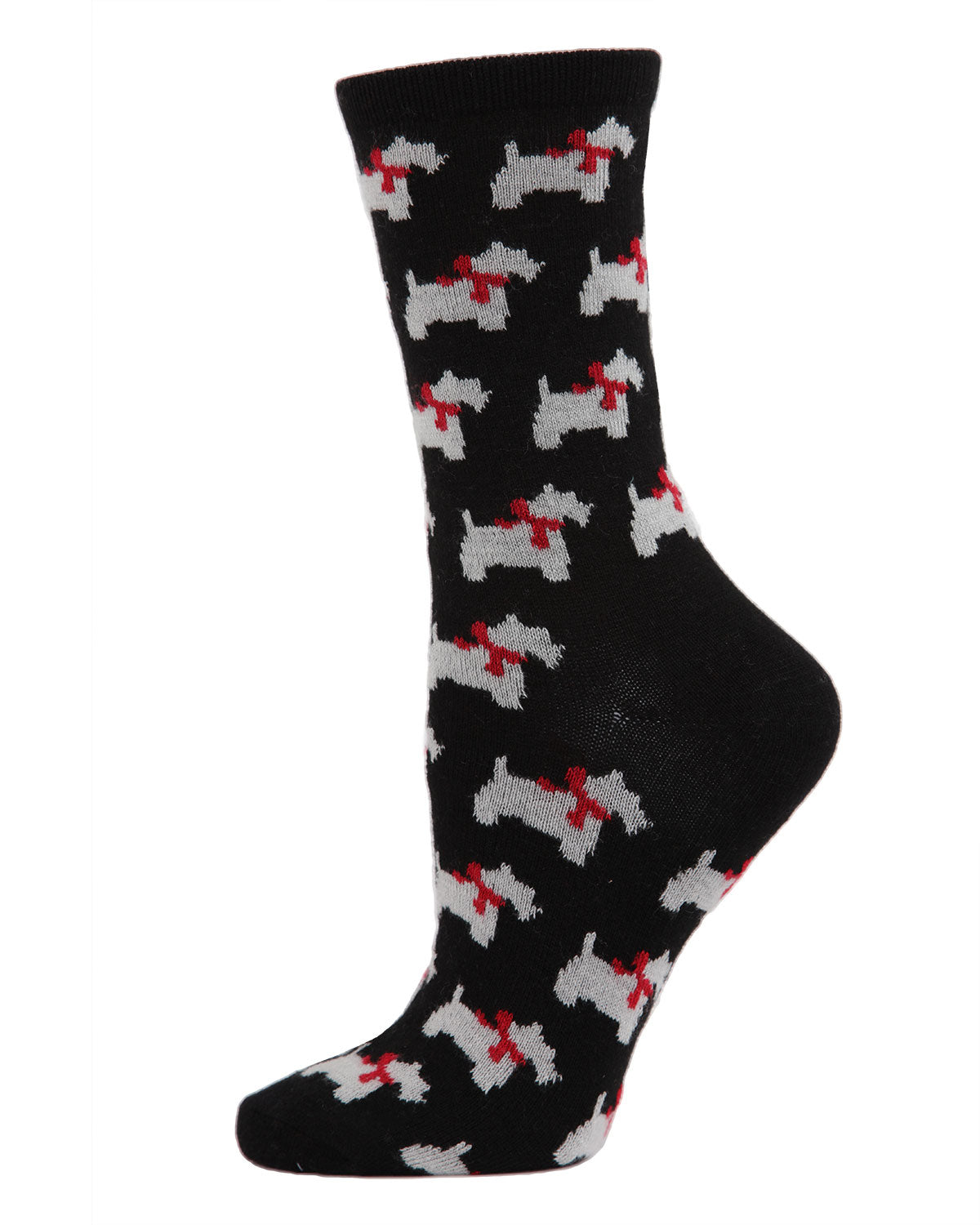 Regnsncox | Women's Soft Ribbon Collar Dog Cashmere Blend Crew Socks