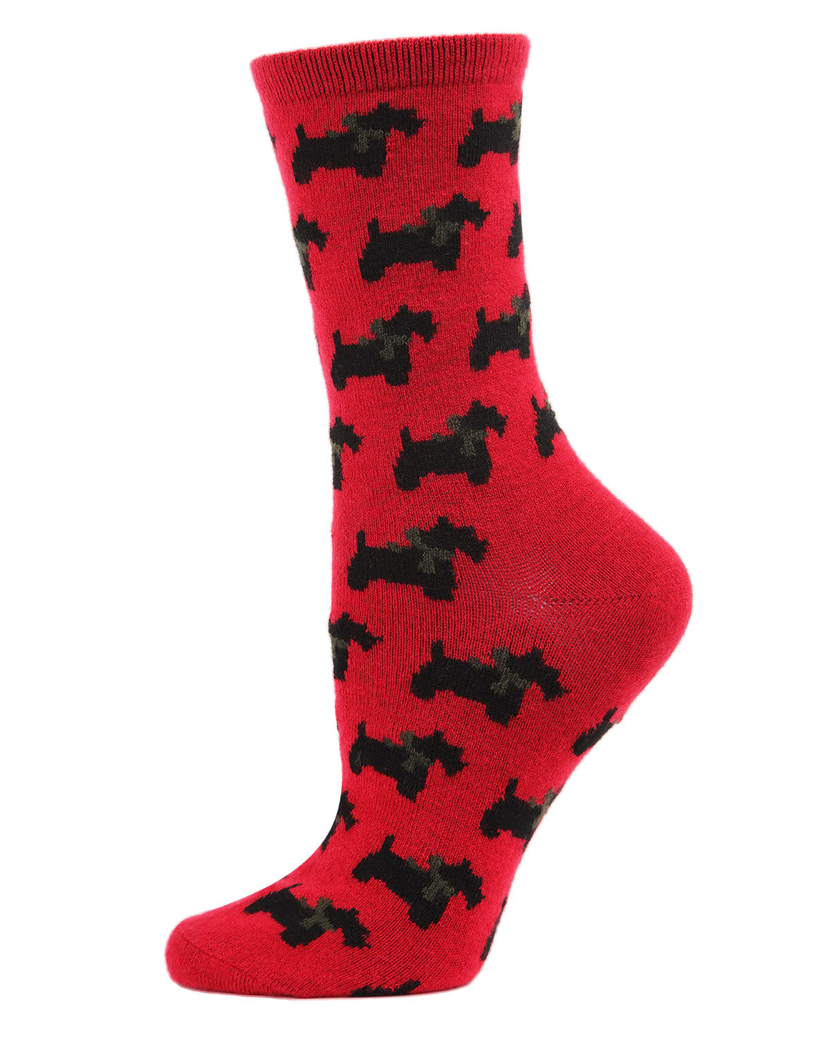 Regnsncox | Women's Soft Ribbon Collar Dog Cashmere Blend Crew Socks
