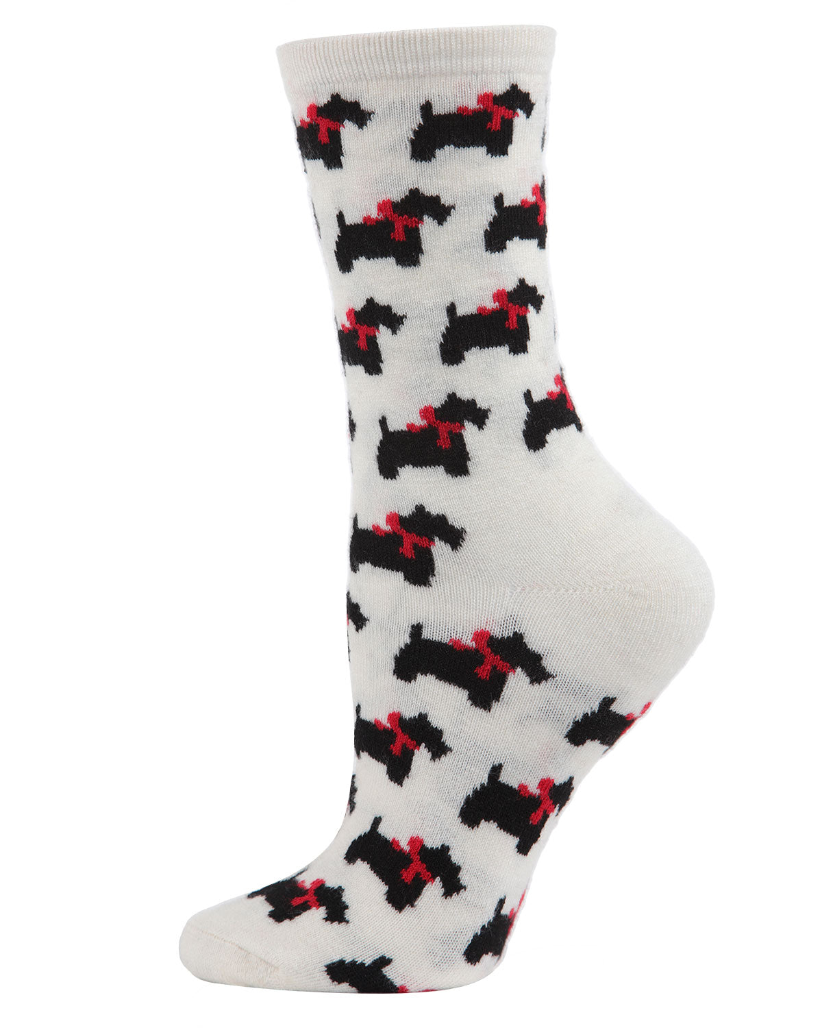 Regnsncox | Women's Soft Ribbon Collar Dog Cashmere Blend Crew Socks