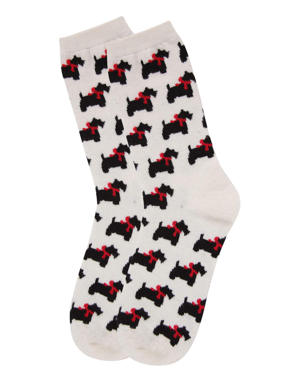 Regnsncox | Women's Soft Ribbon Collar Dog Cashmere Blend Crew Socks