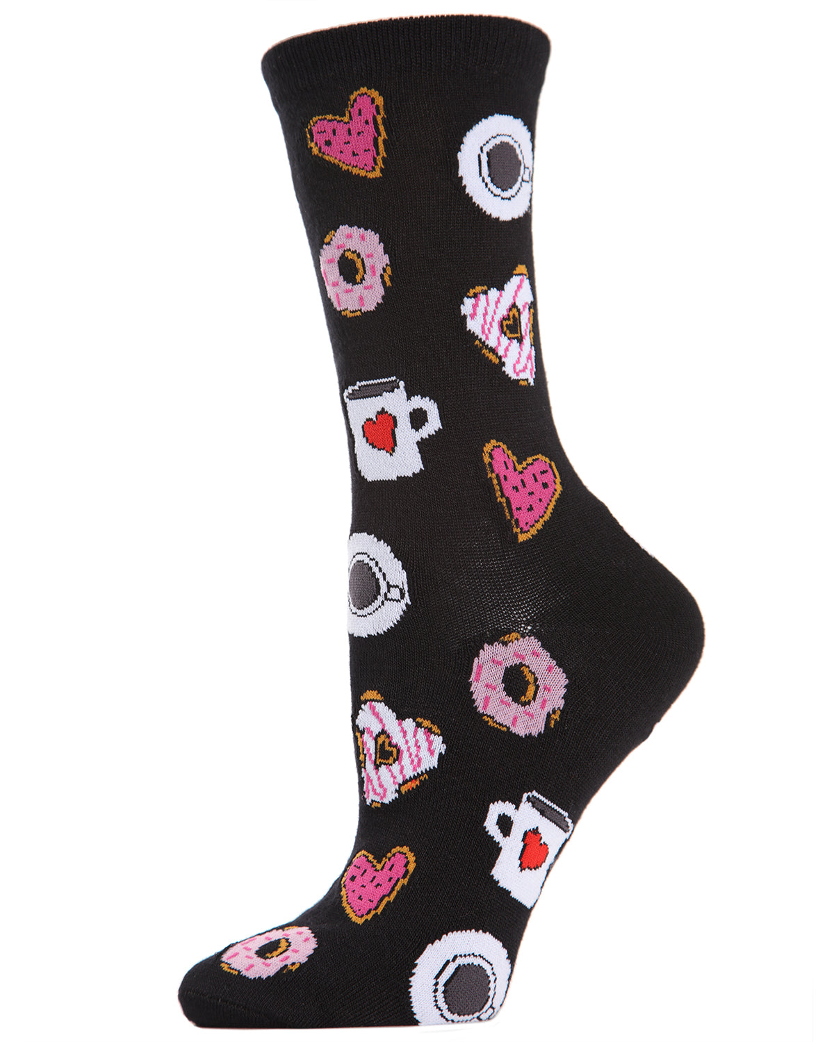 Regnsncox | Eco-Friendly Bamboo Blend Crew Socks with Coffee & Donuts Pattern