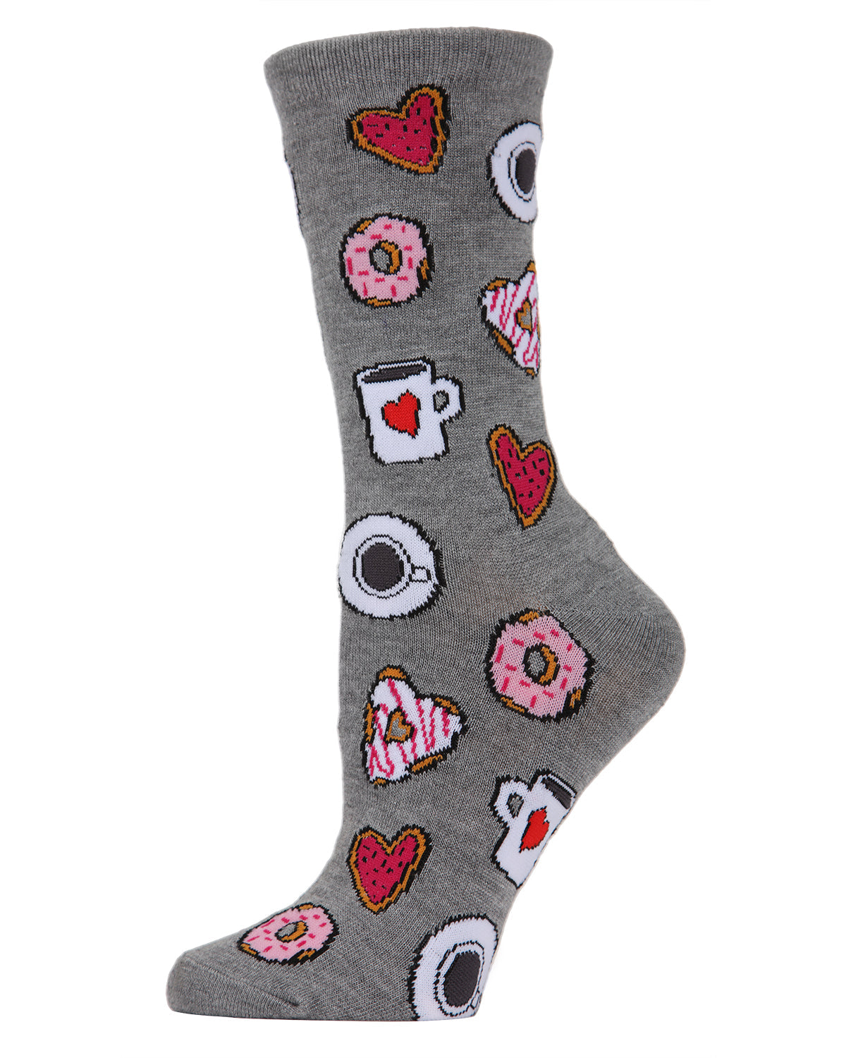 Regnsncox | Eco-Friendly Bamboo Blend Crew Socks with Coffee & Donuts Pattern