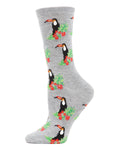 Regnsncox | Fun Toucan Embroidered Bamboo Crew Socks for All-Day Comfort