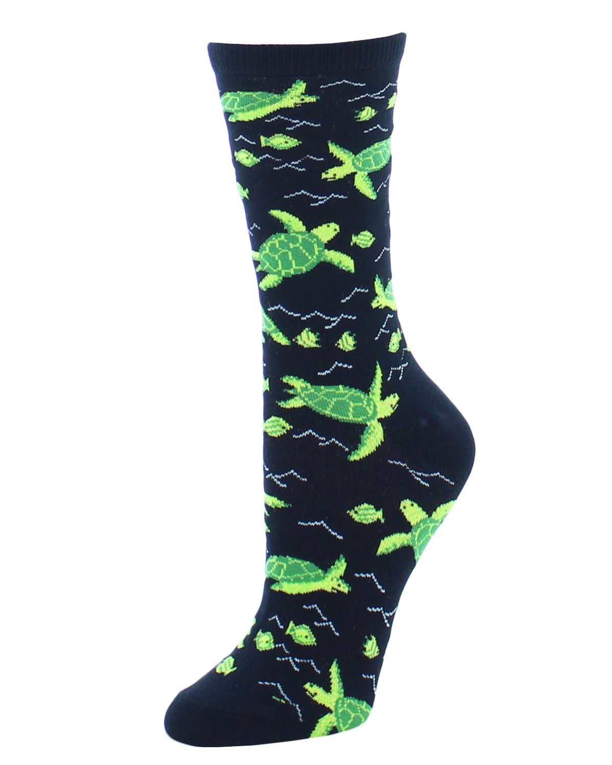 Regnsncox | Turtle and Fish Pattern Bamboo Crew Socks for Everyday Wear
