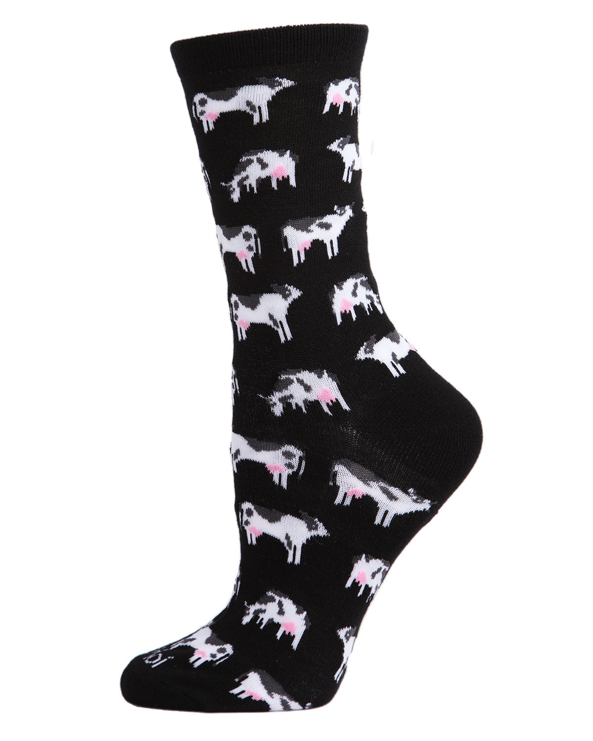 Regnsncox | Cute Cow Pattern Bamboo Crew Socks for Everyday Comfort