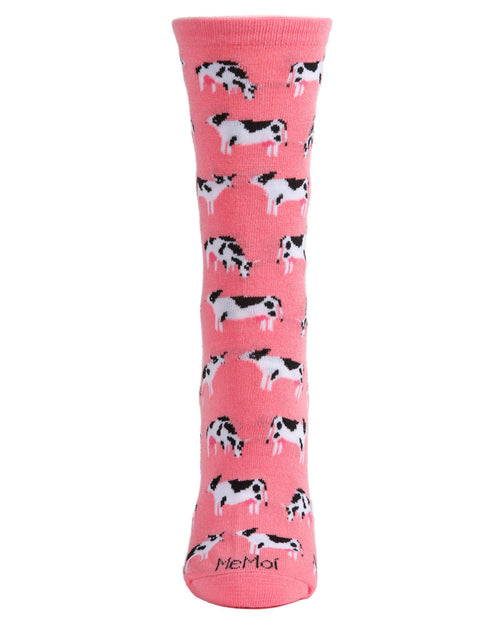 Regnsncox | Cute Cow Pattern Bamboo Crew Socks for Everyday Comfort