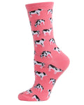 Regnsncox | Cute Cow Pattern Bamboo Crew Socks for Everyday Comfort