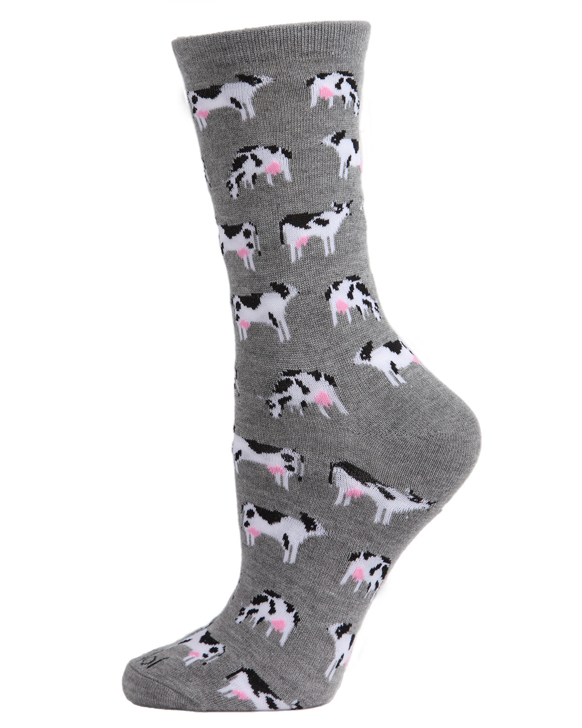 Regnsncox | Cute Cow Pattern Bamboo Crew Socks for Everyday Comfort
