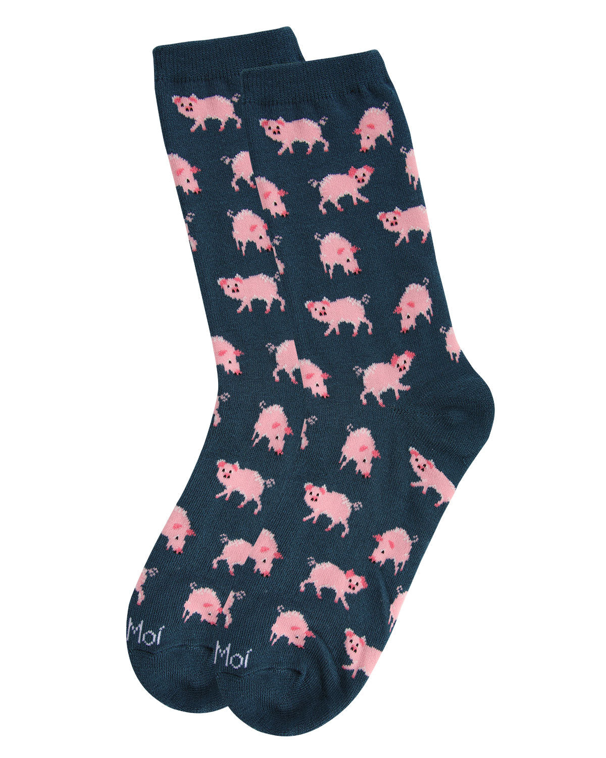 Regnsncox | Cute Pig Pattern Bamboo Crew Socks for Everyday Wear